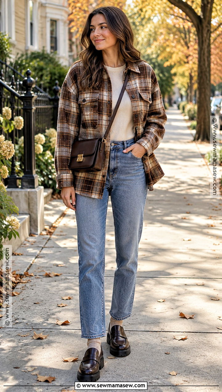 Shacket And Straight Leg Jeans Fall Streetwear Outfit - 20 fall street wear ideas