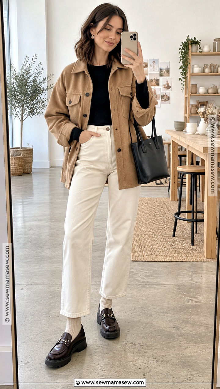 Shacket And Straight Leg Pants Fall Outfit - 15 casual date fall outfits