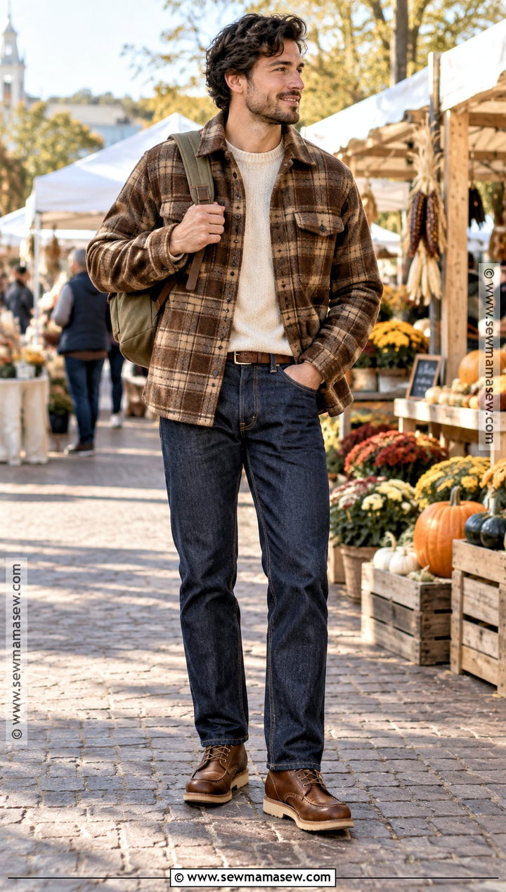 Shacket And Sweater Outfit - 15 fall male fashion ideas