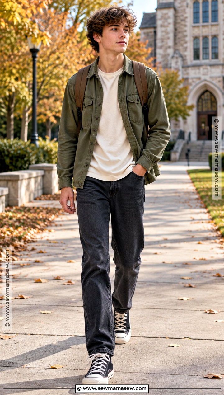Shacket And T Shirt School Outfit - 20 back to school boy outfits