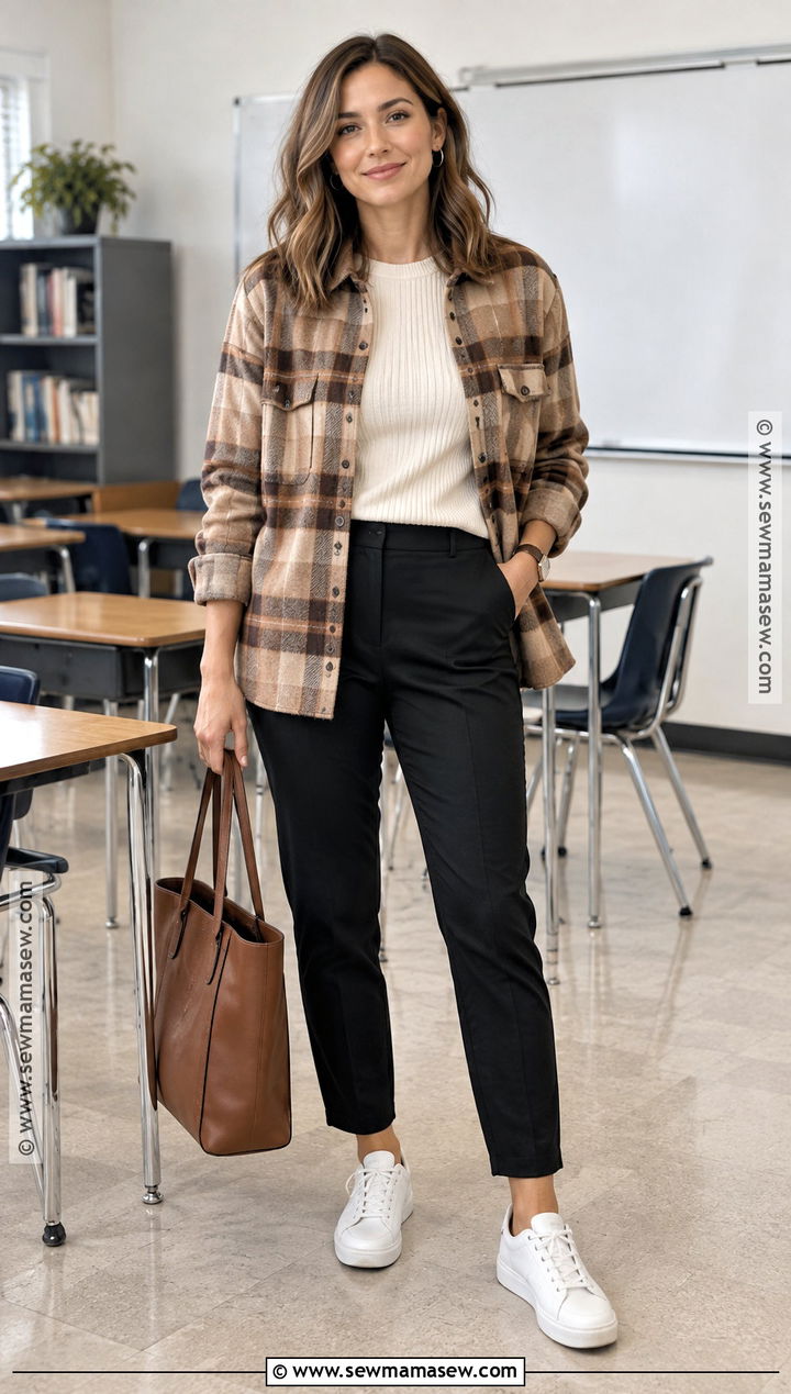 Shacket And Tapered Pants Teacher Fall Outfit - 25 teacher fall outfits