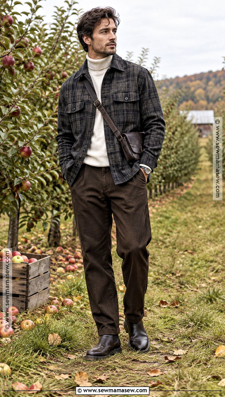 Shacket And Turtleneck Apple Orchard Outfit - 15 apple orchard outfit fall ideas for men