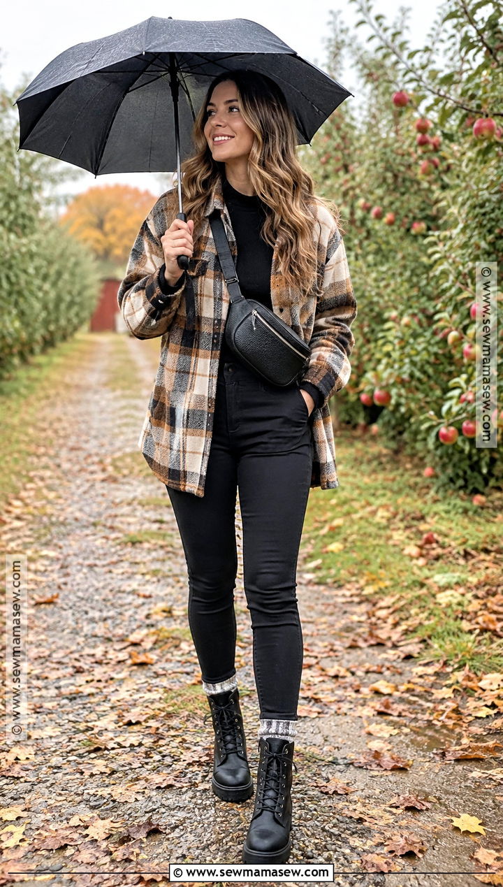 Shacket And Waterproof Boots Fall Outfit - 25 rainy fall outfit ideas