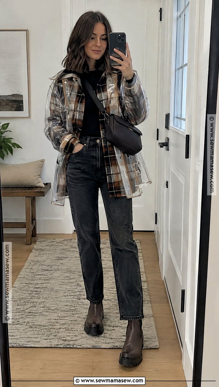 Shacket And Waterproof Boots Outfit - 15 fall rainy day outfits comfy