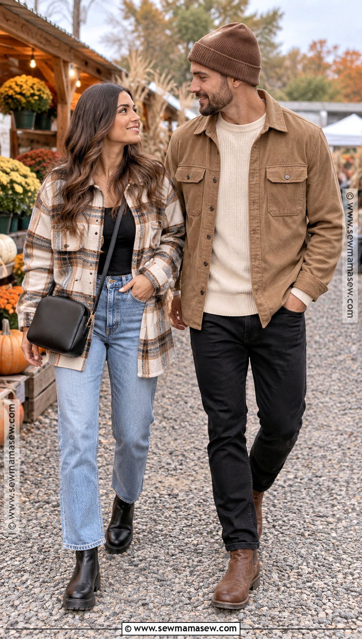 Shacket Couple Fall Outfit - 25 couple fall outfits