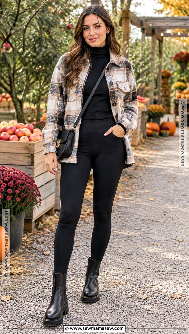 Shacket Leggings and Chelsea Boots - 15 daytime date outfit fall ideas