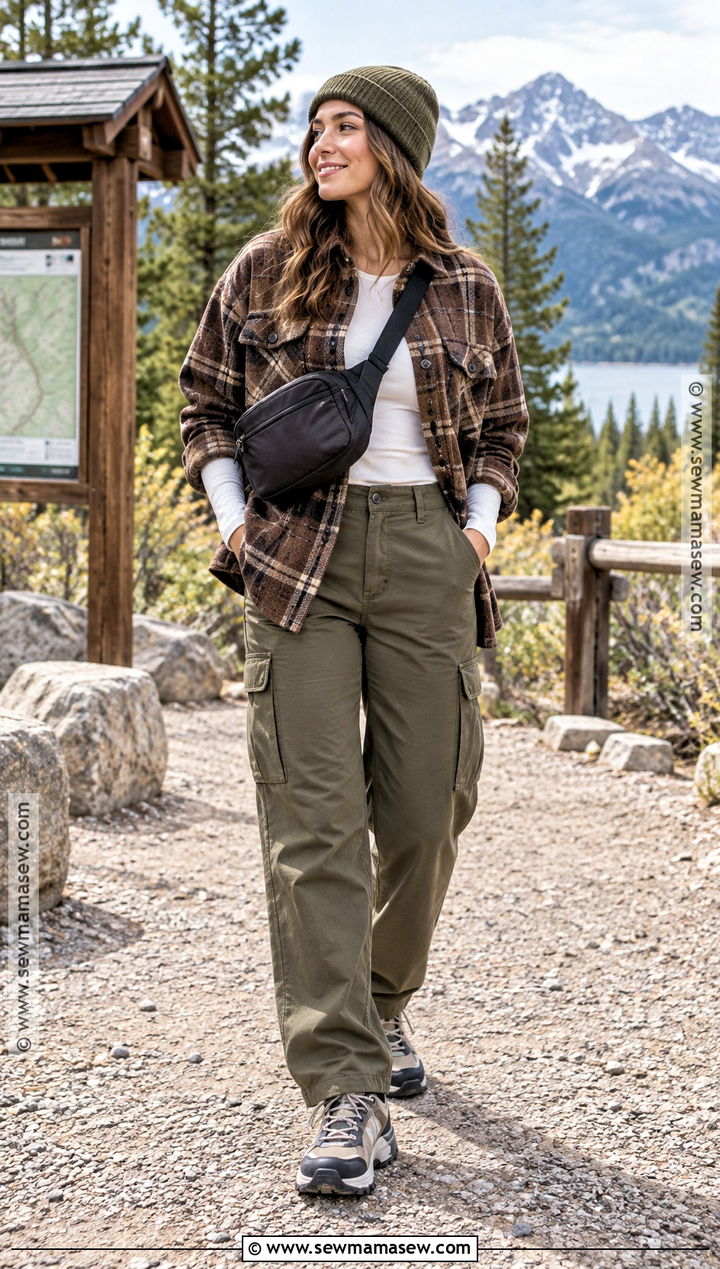 Shacket With Cargo Pants And Hiking Sneakers - 15 fall jacket ideas