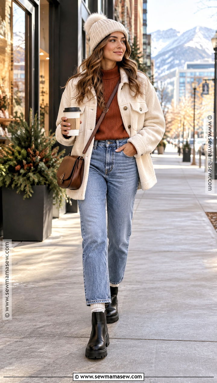 Shacket With Knit Top And Relaxed Jeans - 15 denver colorado november outfits