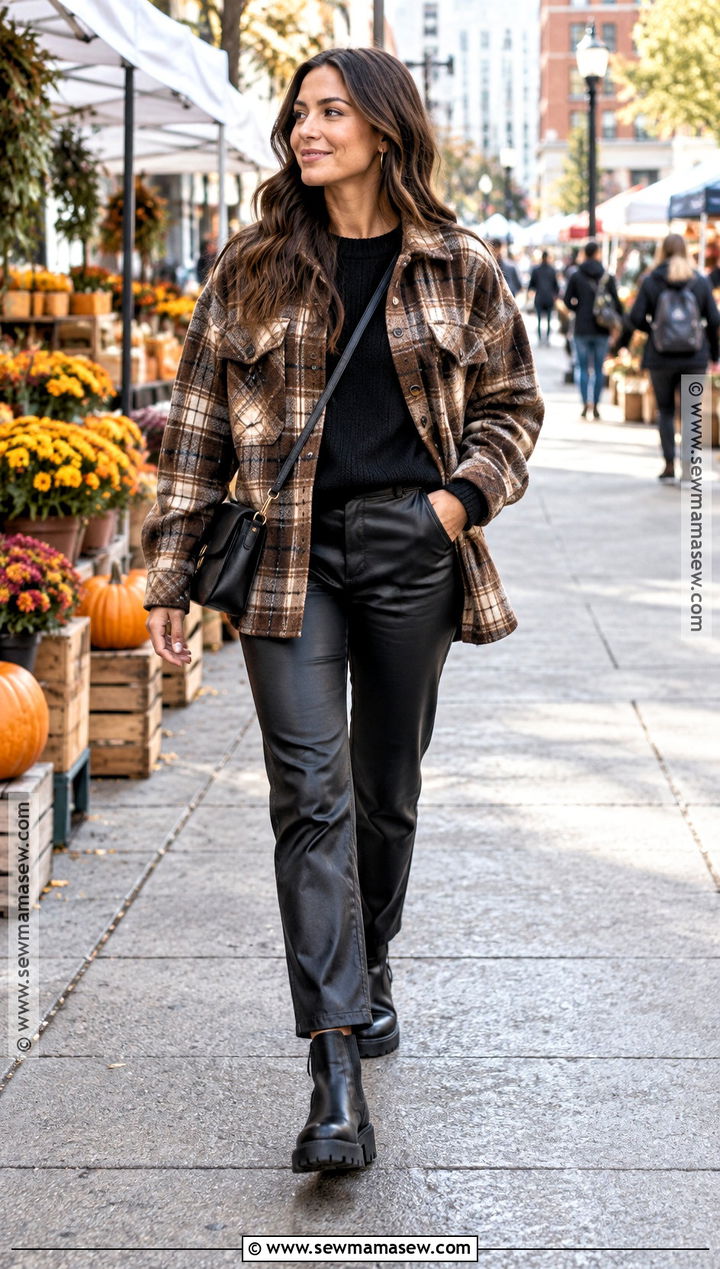 Shacket With Leather Pants And Boots - 25 fall city outfits