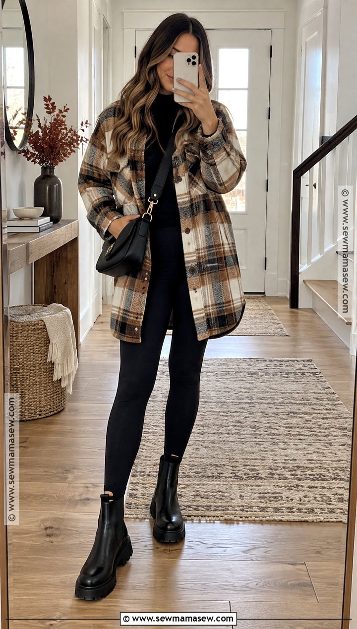 Shacket With Leggings And Boots - 20 Fall Clothing Essentials