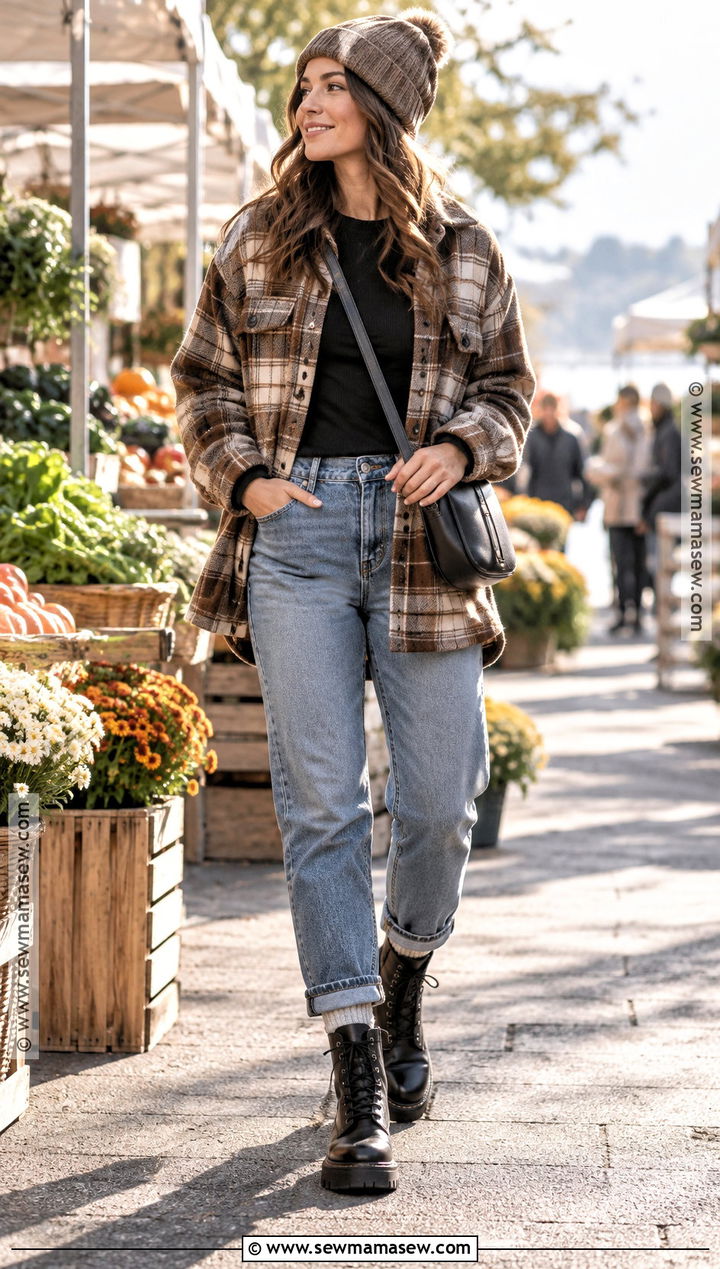 Shacket With Thermal Top And Jeans - 15 autumn winter clothes
