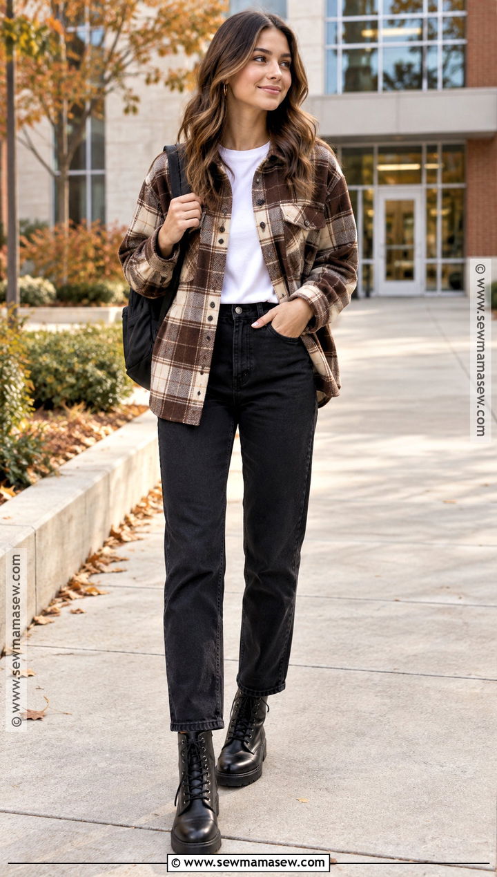 Shacket and Black Jeans School Outfit - 25 outfits for school autumn