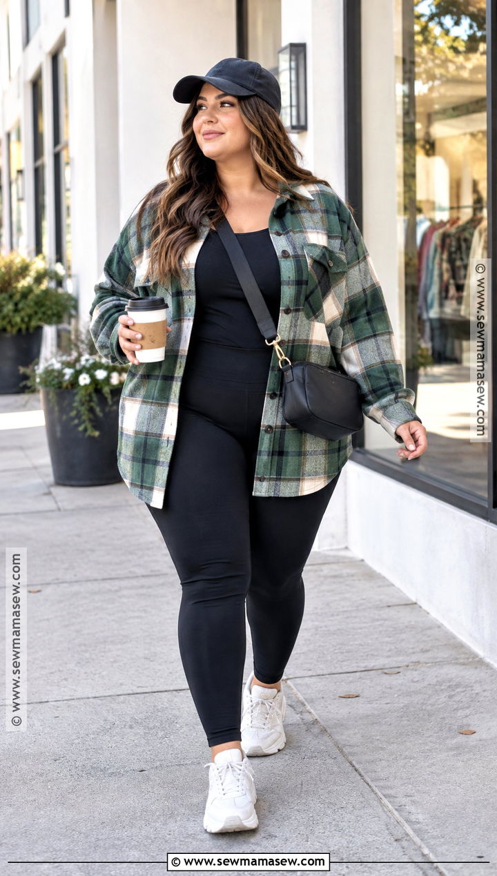 Shacket and Black Leggings Fall Outfit - 20 perfect fall outfit ideas