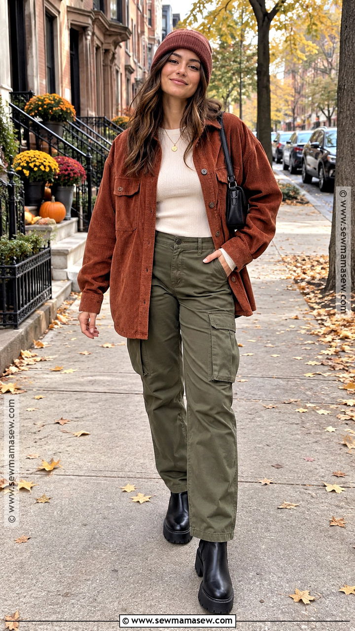 Shacket and Cargo Pants Chicago Fall Outfit - 20 fall chicago outfits