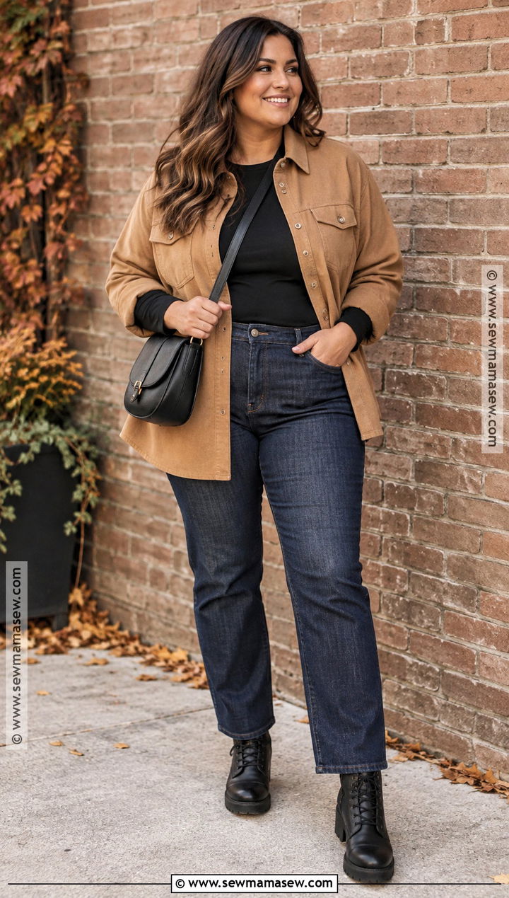 Shacket and Dark Wash Jeans Fall Outfit - 15 affordable fall fashion ideas