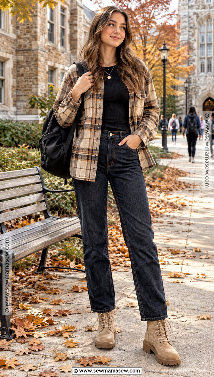 Shacket and Dark Wash Jeans Fall School Outfit - 15 cute outfits for fall school