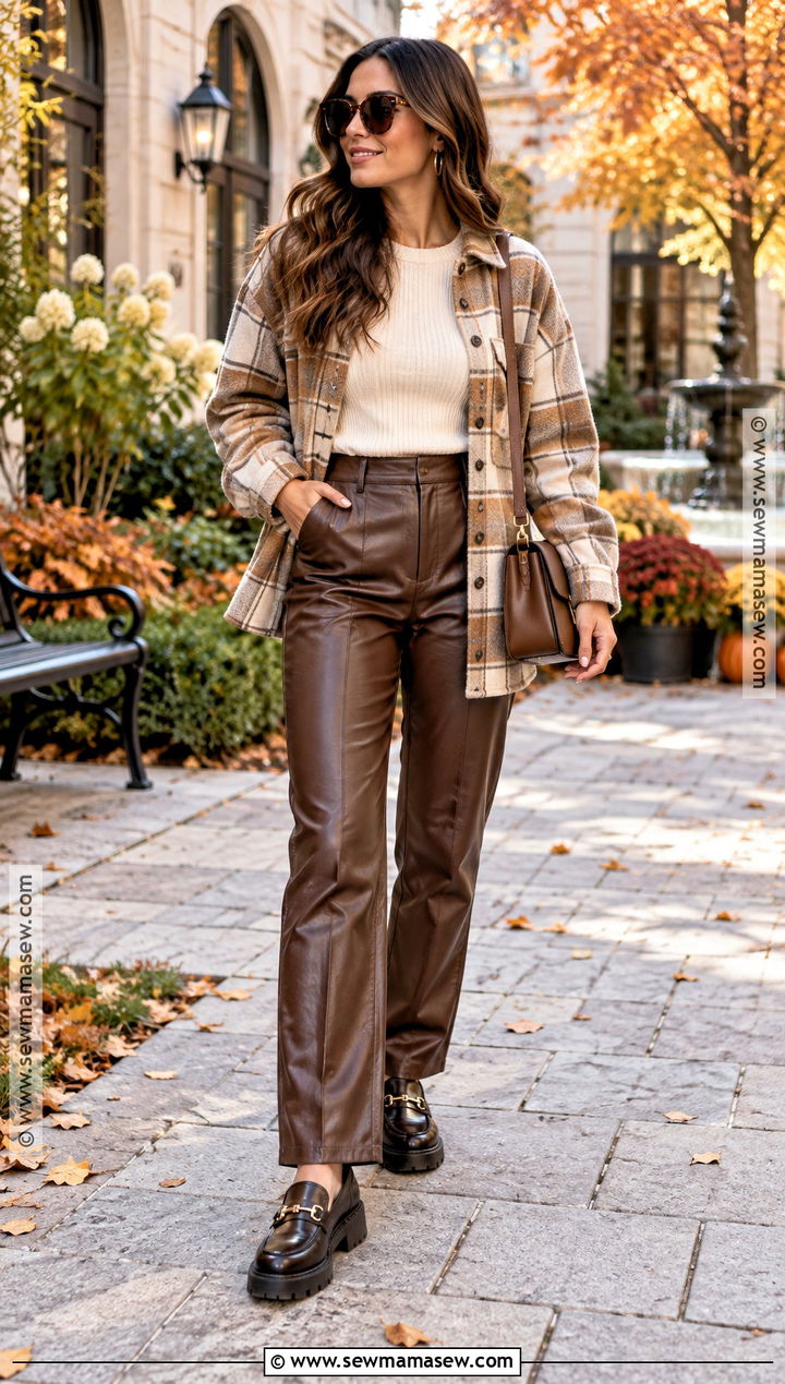 Shacket and Faux Leather Pants Thanksgiving Outfit - 25 fall thanksgiving outfits
