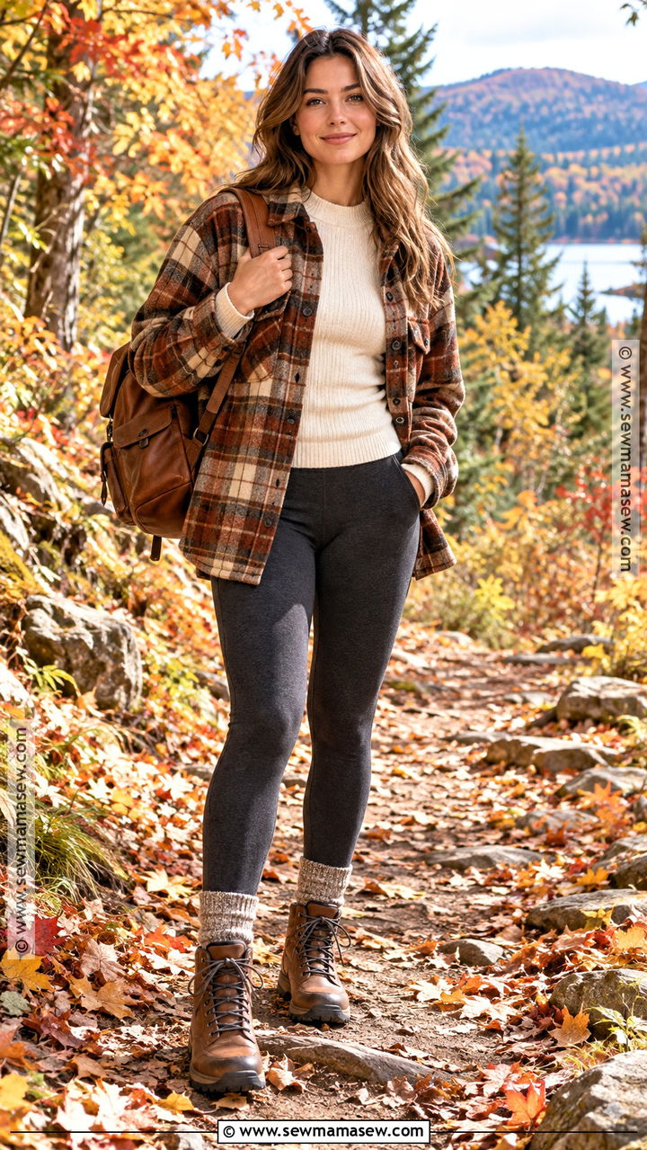 Shacket and Fleece Lined Leggings Outfit - 20 autumn leggings outfits
