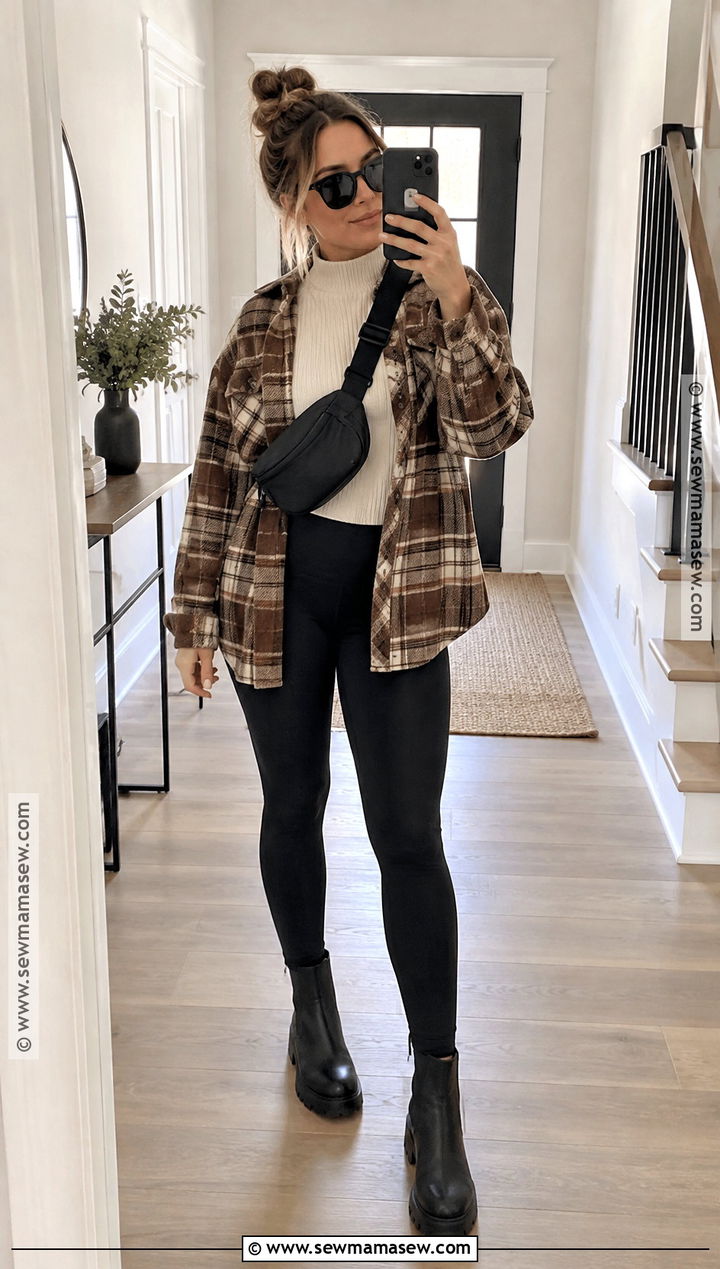 Shacket and Leggings Fall Outfit - 15 Fall Outfit Inspiration Ideas 2026