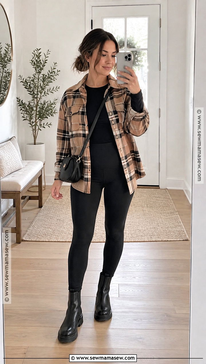 Shacket and Leggings Fall Outfit - 20 Fall Outfits Short for Women