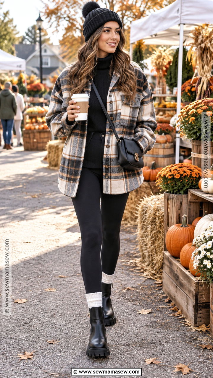 Shacket and Leggings Fall Outfit - 20 fall vibe outfits