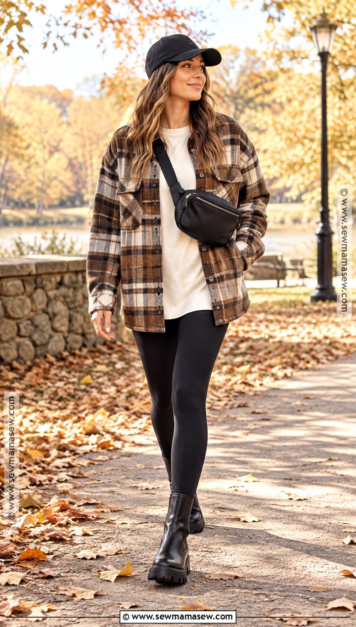 Shacket and Leggings Fall Outfit - 25 cute fall clothes