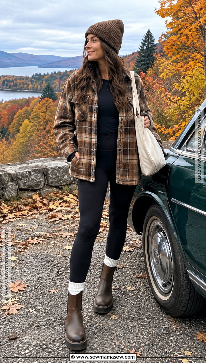Shacket and Leggings New England Fall Outfit - 15 new england fall outfits 2026
