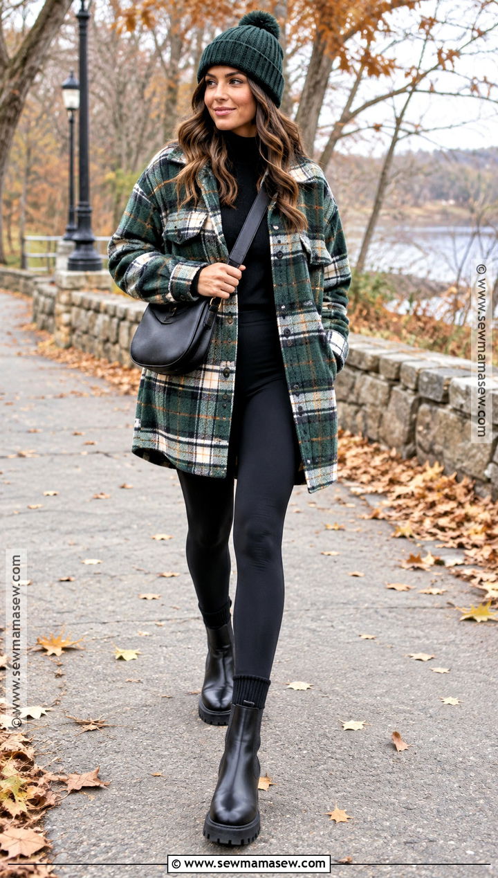 Shacket and Leggings Outfit - 20 winter fall outfits for women