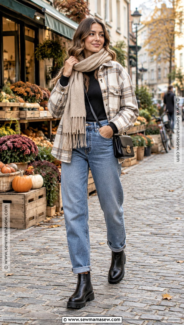 Shacket and Relaxed Jeans Europe Travel Outfit - 20 europe travel outfits fall
