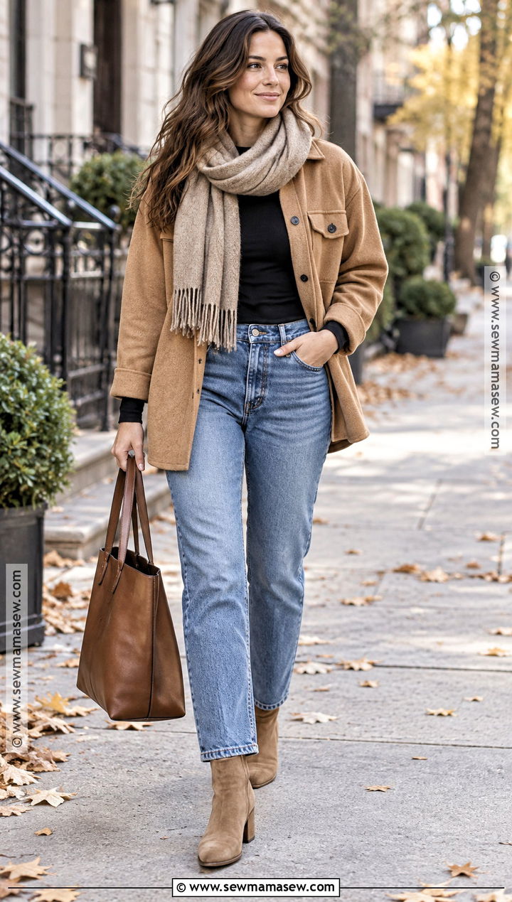 Shacket and Relaxed Jeans Fall Capsule Outfit - 15 Fall Capsule Wardrobe 2026 Casual Ideas