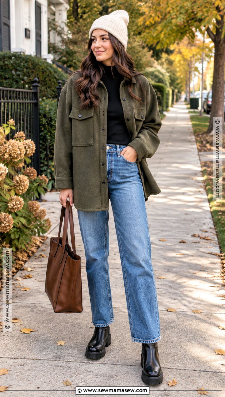 Shacket and Relaxed Jeans Outfit - 15 Casual Fall Winter Outfits for Women