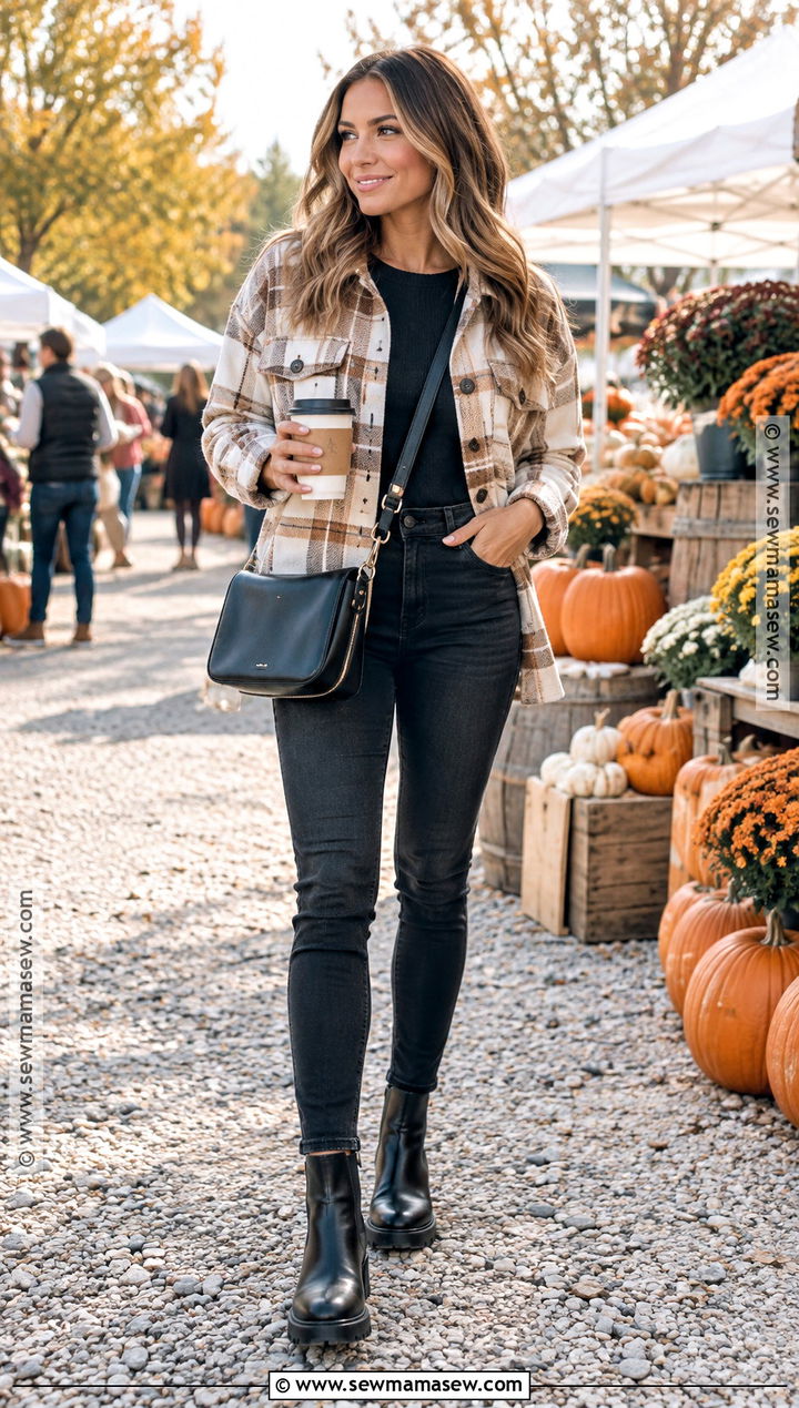 Shacket and Skinny Jeans Fall Outfit - 20 Cute Easy Fall Outfits