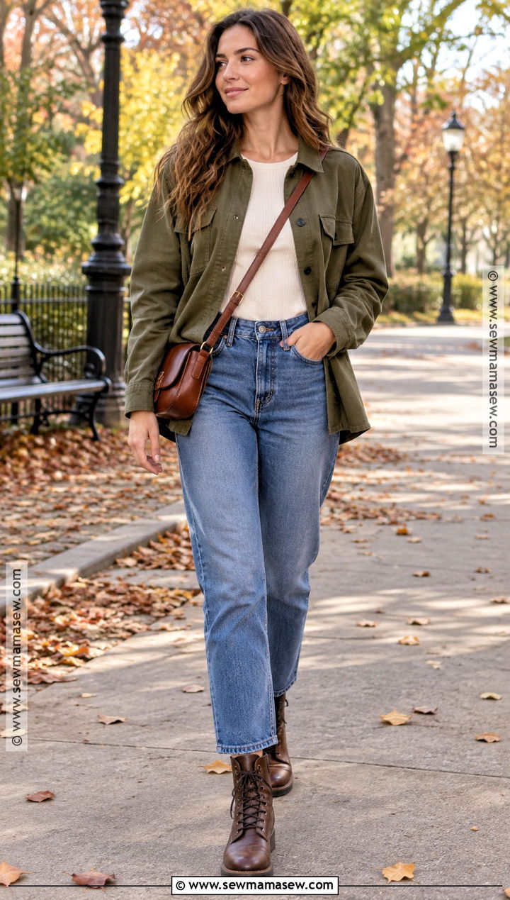 Shacket and Straight Leg Jeans Fall Date Outfit - 20 casual date outfit fall ideas