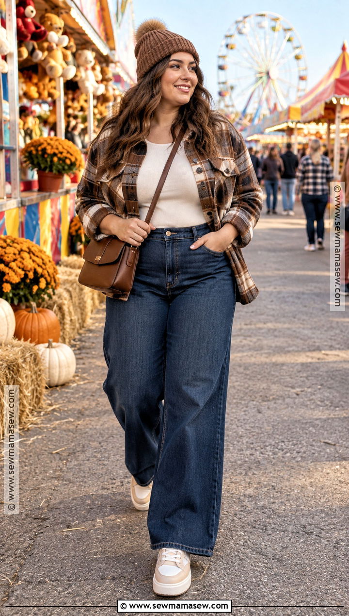 Shacket and Wide Leg Jeans Fall Fair Outfit - 25 fall fair outfit ideas