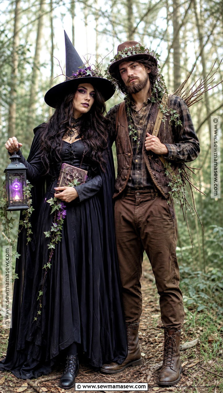 Shadow Witch And Haunted Woodsman Costume - 30 scary couple costumes