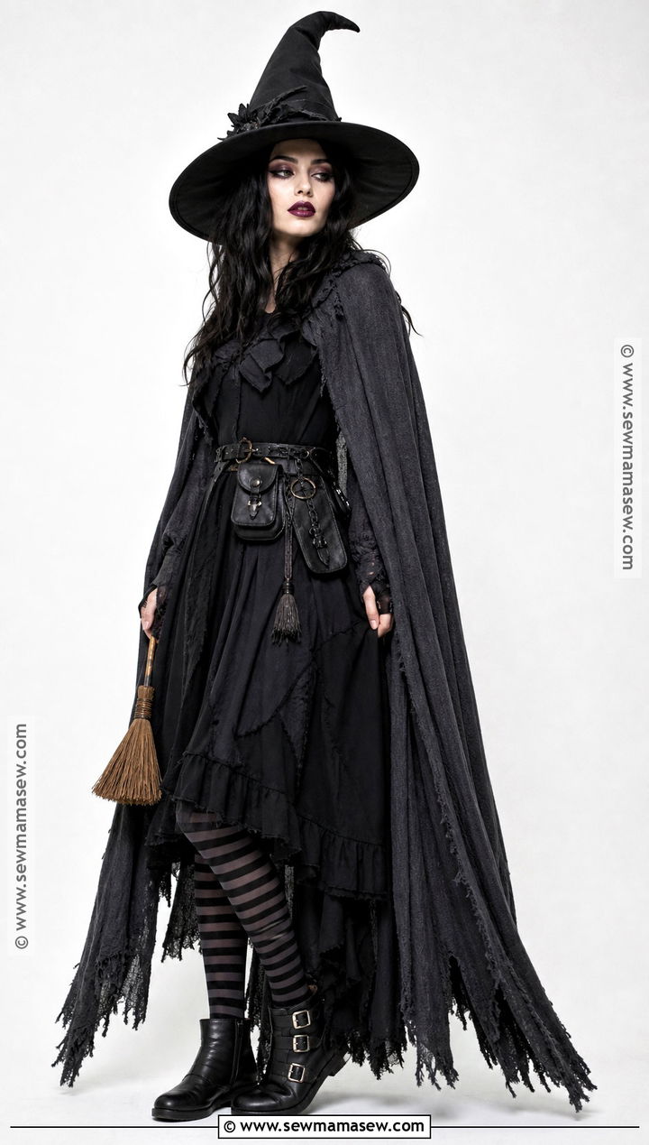 Shadow Witch Costume With Black Dress - 40 scary halloween costume ideas