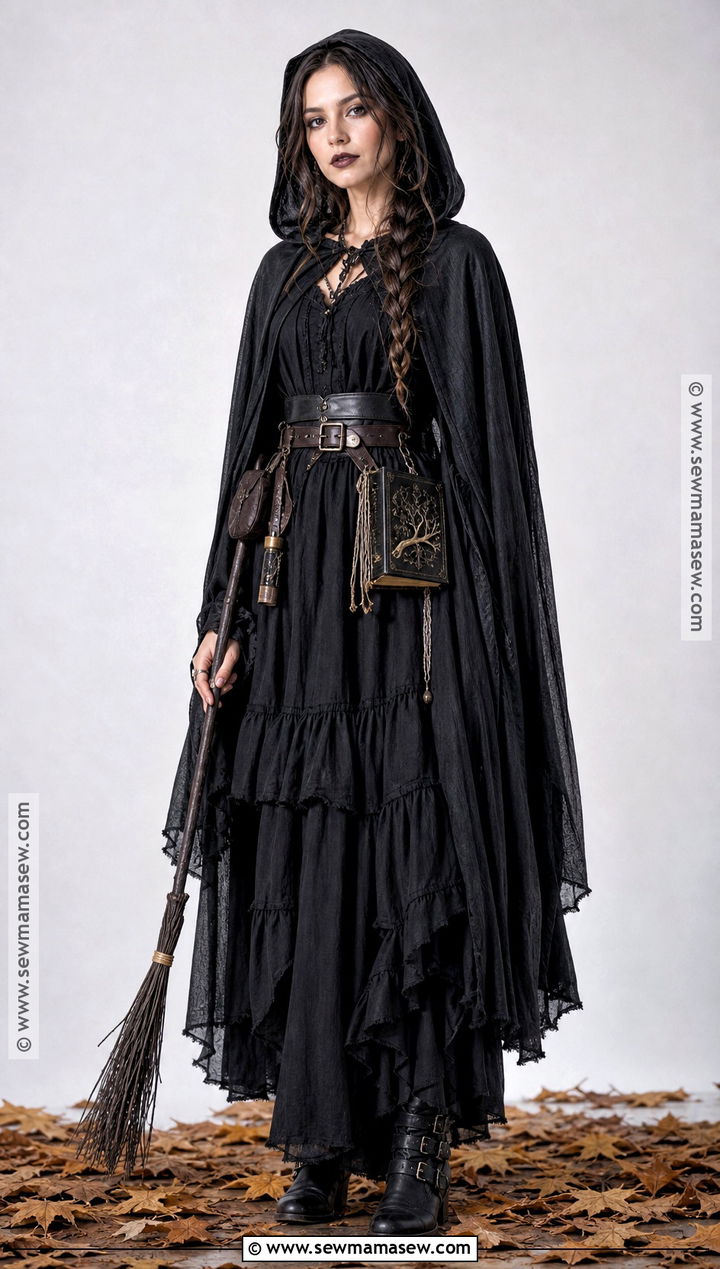 Shadow Witch Costume With Hooded Cape - 35 dark halloween costumes