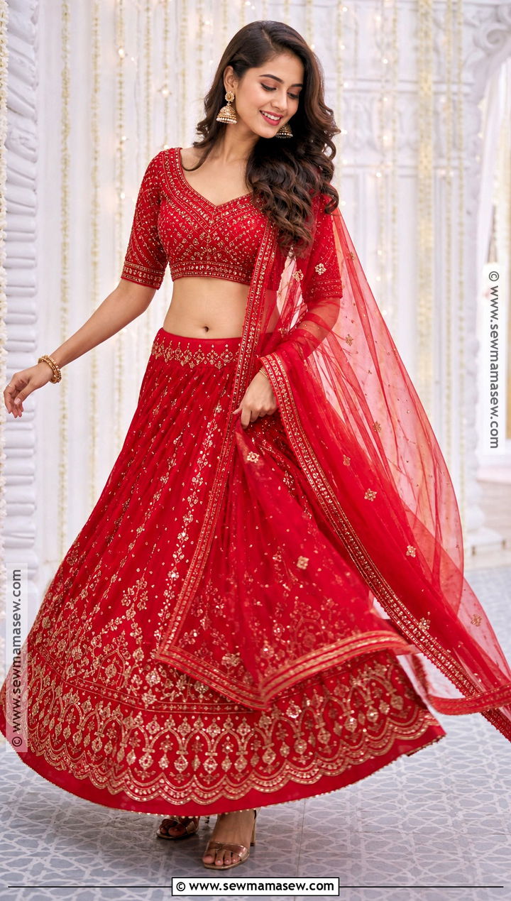 Shanaya Singhania Red Lehenga Costume - 40 bollywood characters costumes