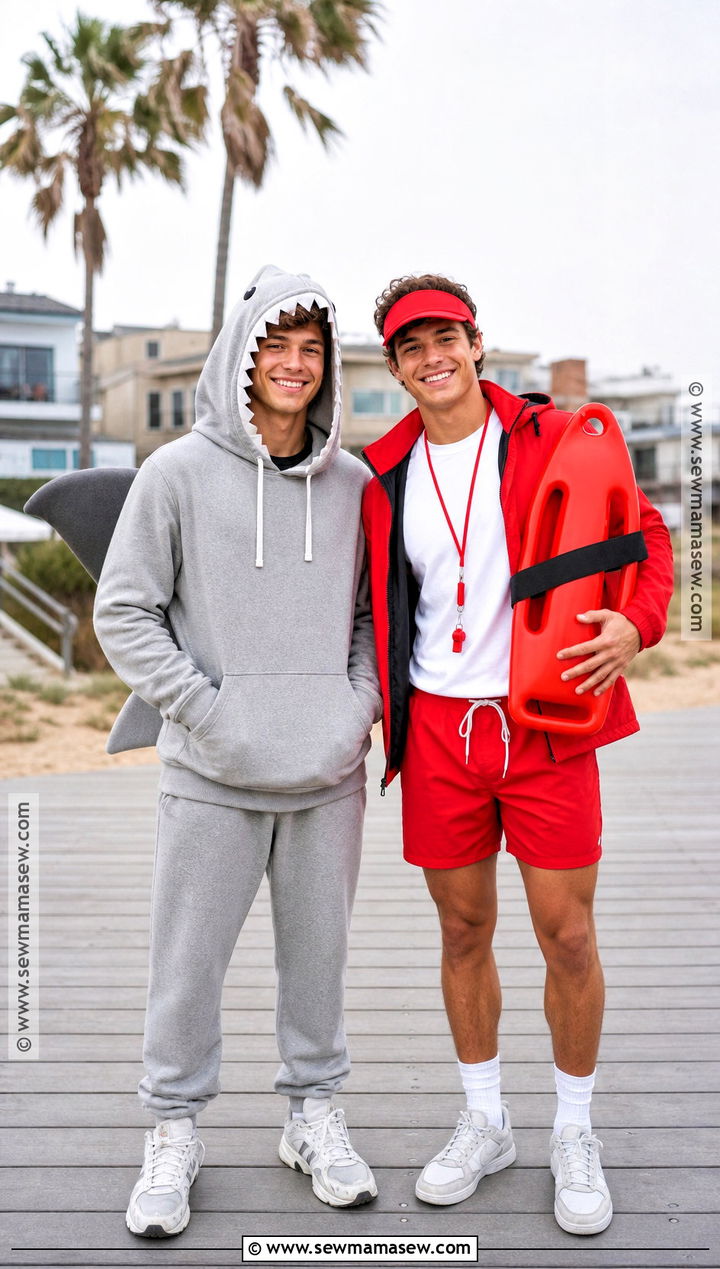 Shark And Lifeguard BFF Costume - 30 Bff Costume Ideas For 2