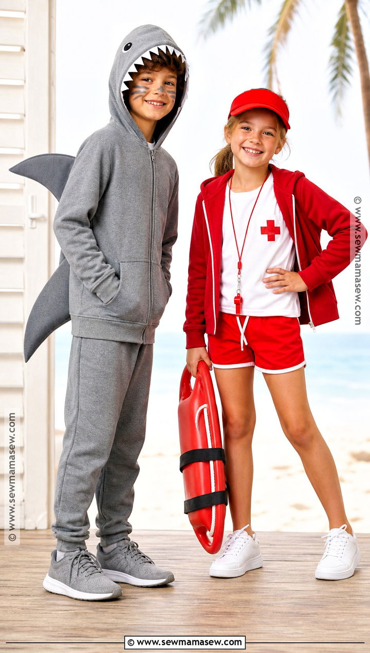Shark And Lifeguard Costume - 30 brother sister halloween costumes for kids