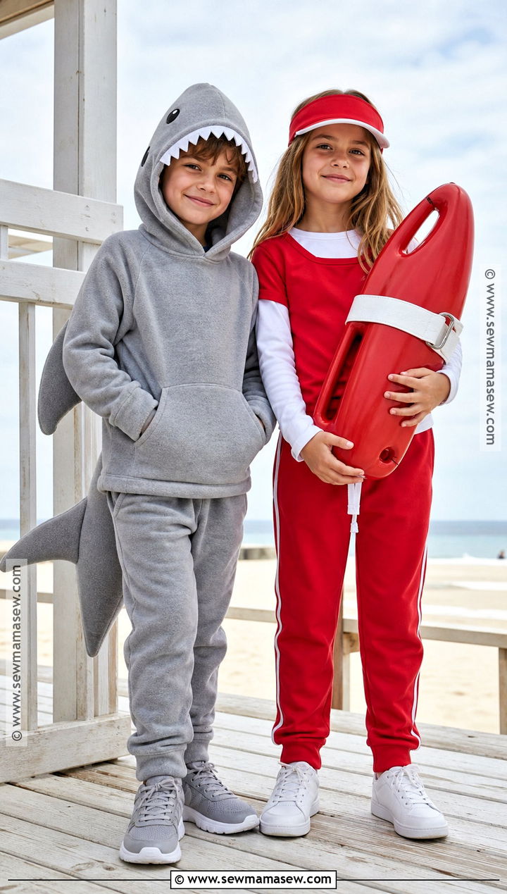 Shark And Lifeguard Sibling Costume - 40 sibling halloween costumes