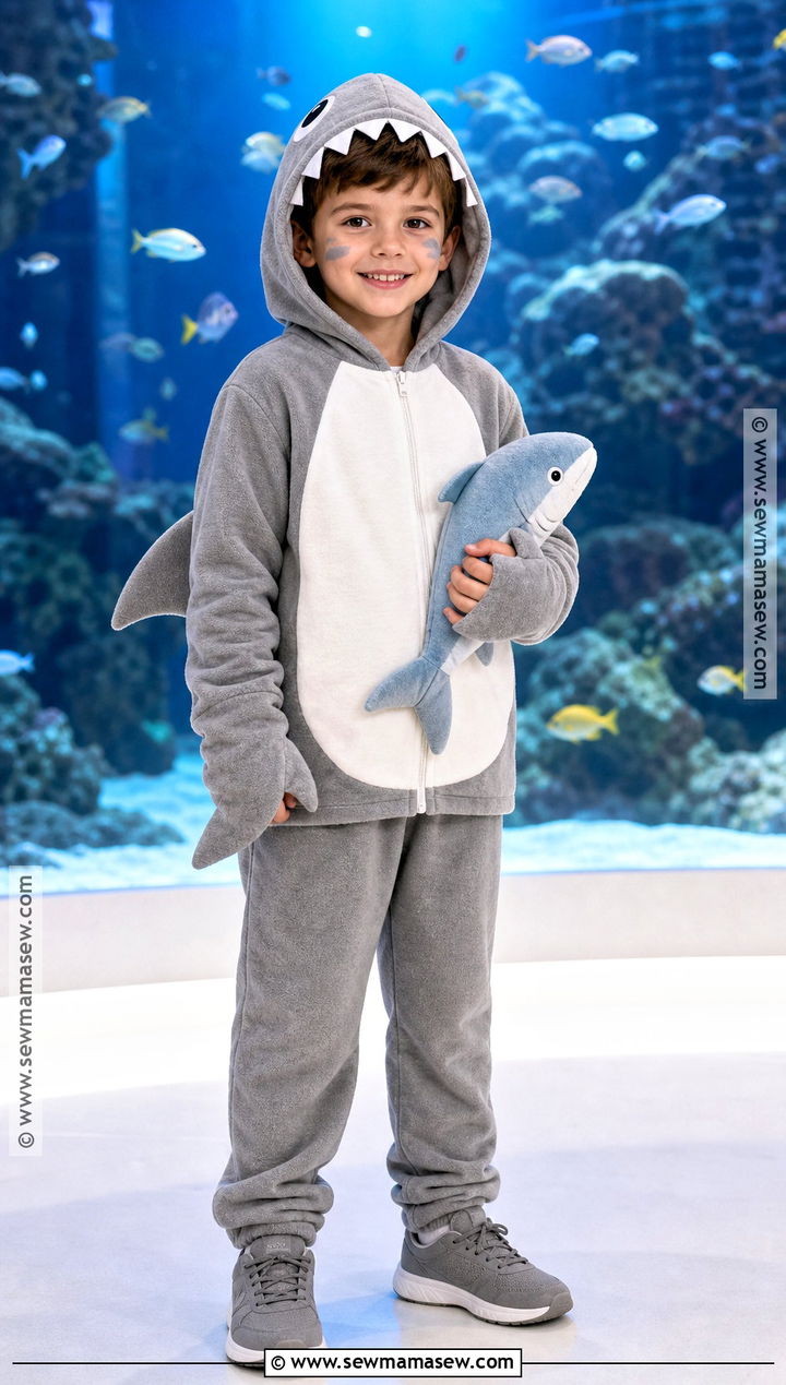 Shark Costume With Gray Fin Hoodie - 40 boys halloween costumes