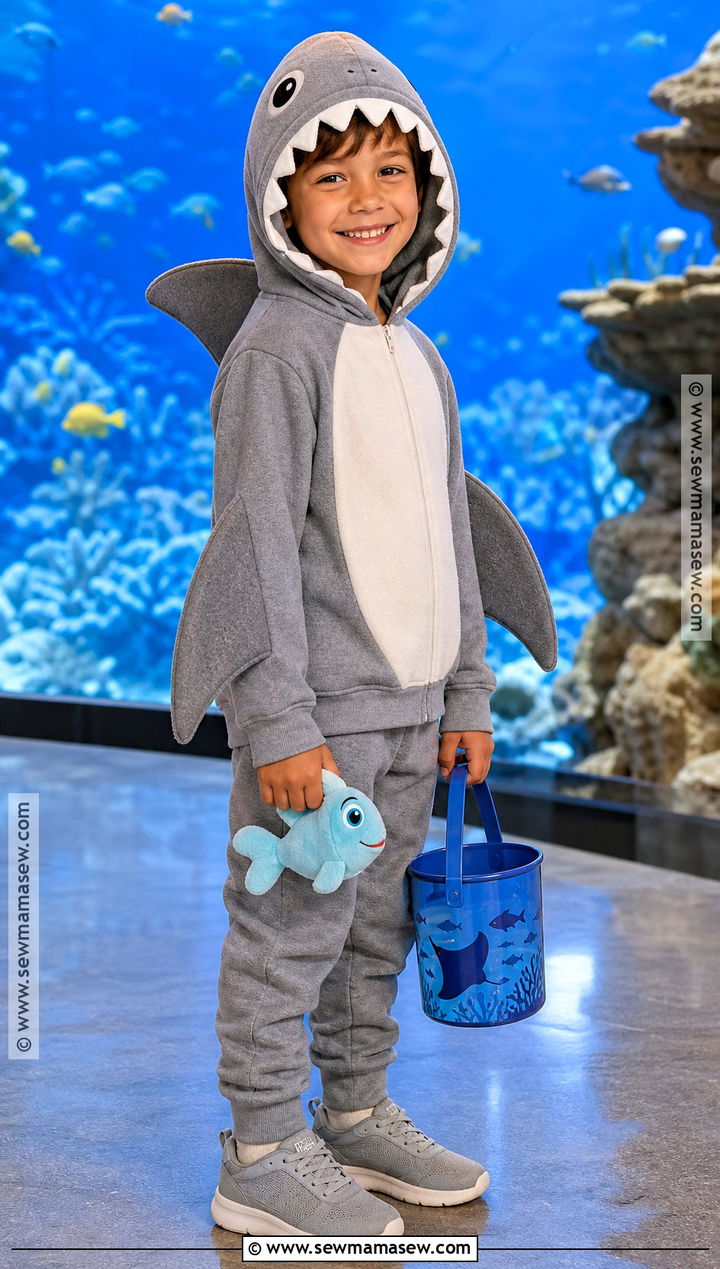 Shark Costume With Gray Hoodie - 30 halloween costumes kids for boys