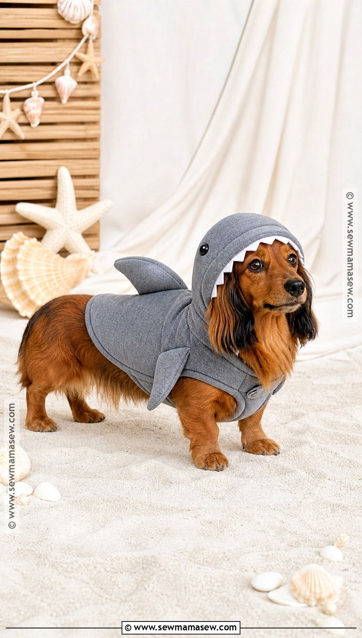 Shark Dog Costume With Gray Fin - 35 dog costume ideas