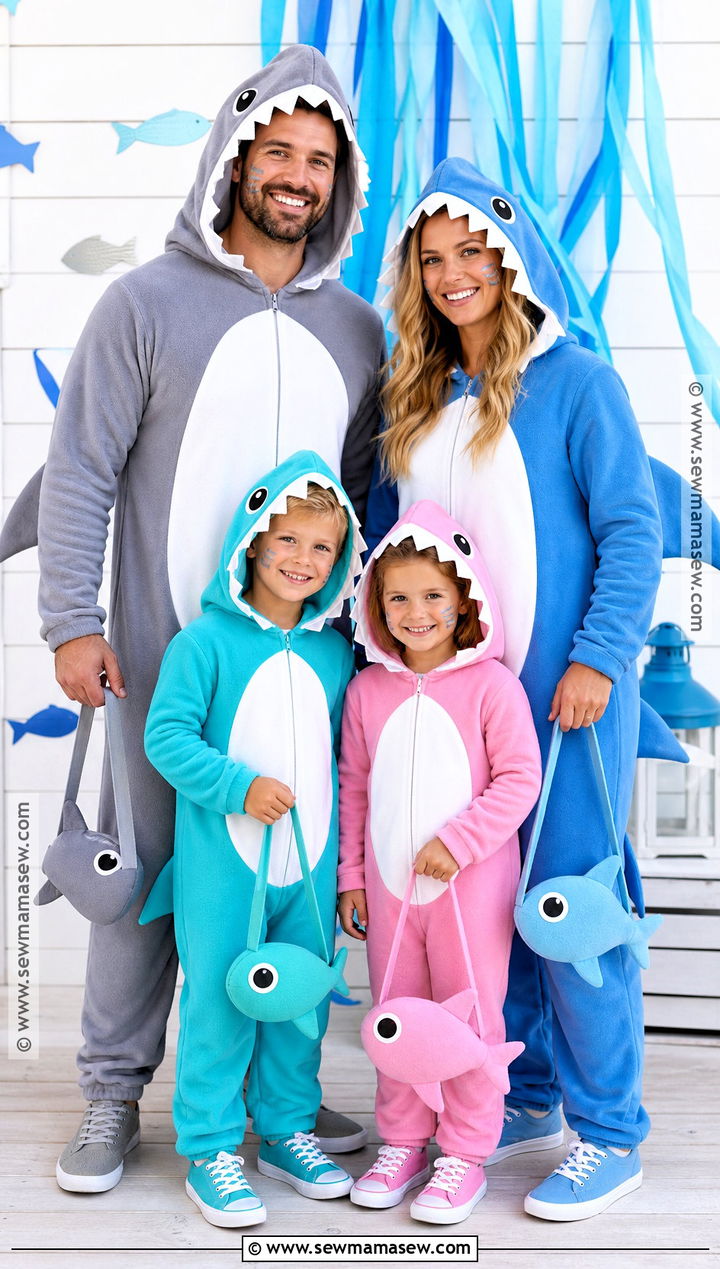 Shark Family Costume - 35 family of four halloween costumes