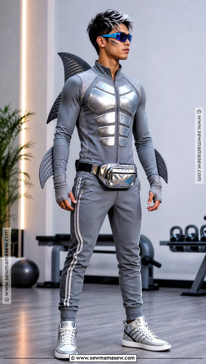 Sharkboy Costume With A Gray Tracksuit - 30 sharkboy costume ideas