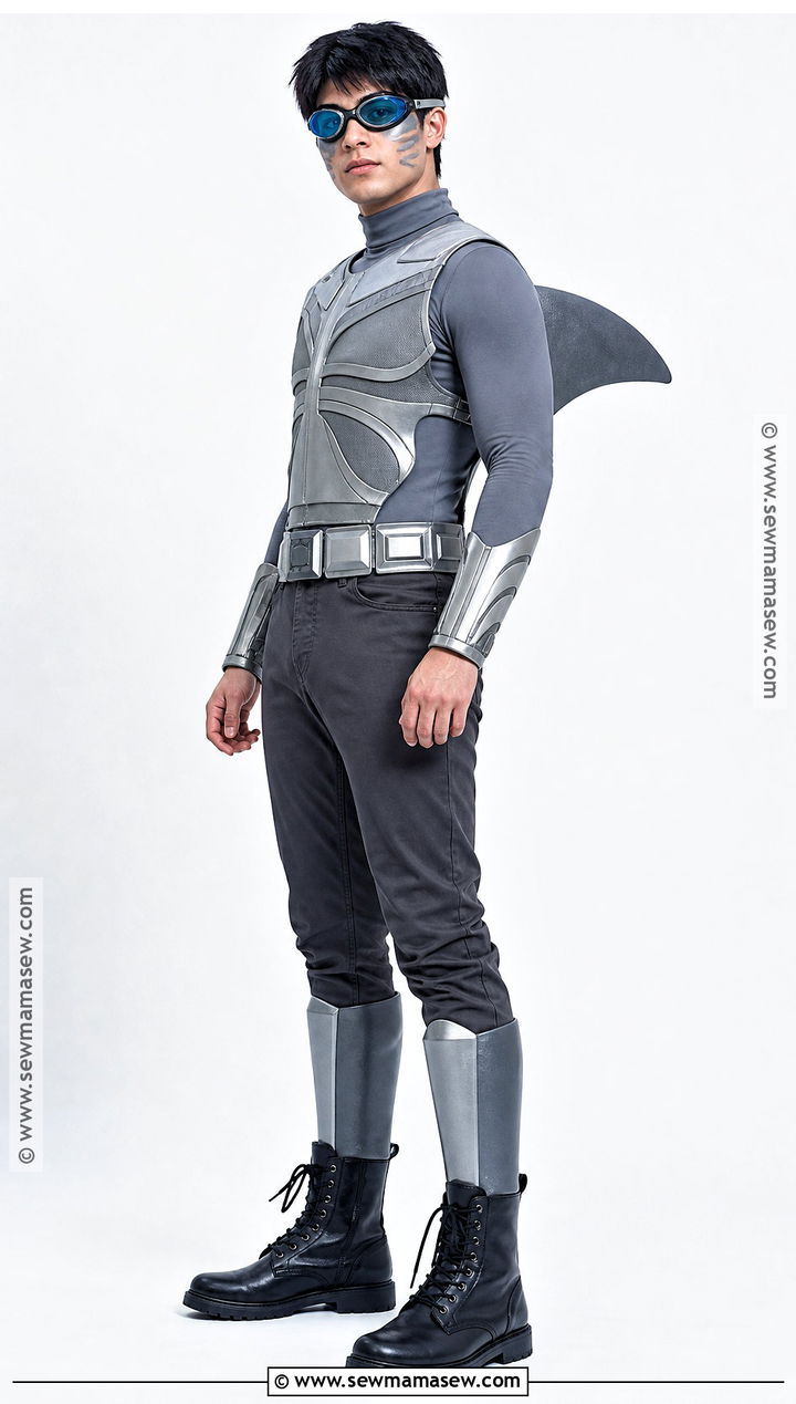 Sharkboy Costume With A Gray Turtleneck - 30 sharkboy costume ideas