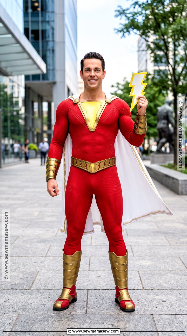 Shazam Costume With White Cape - 30 dc characters costumes