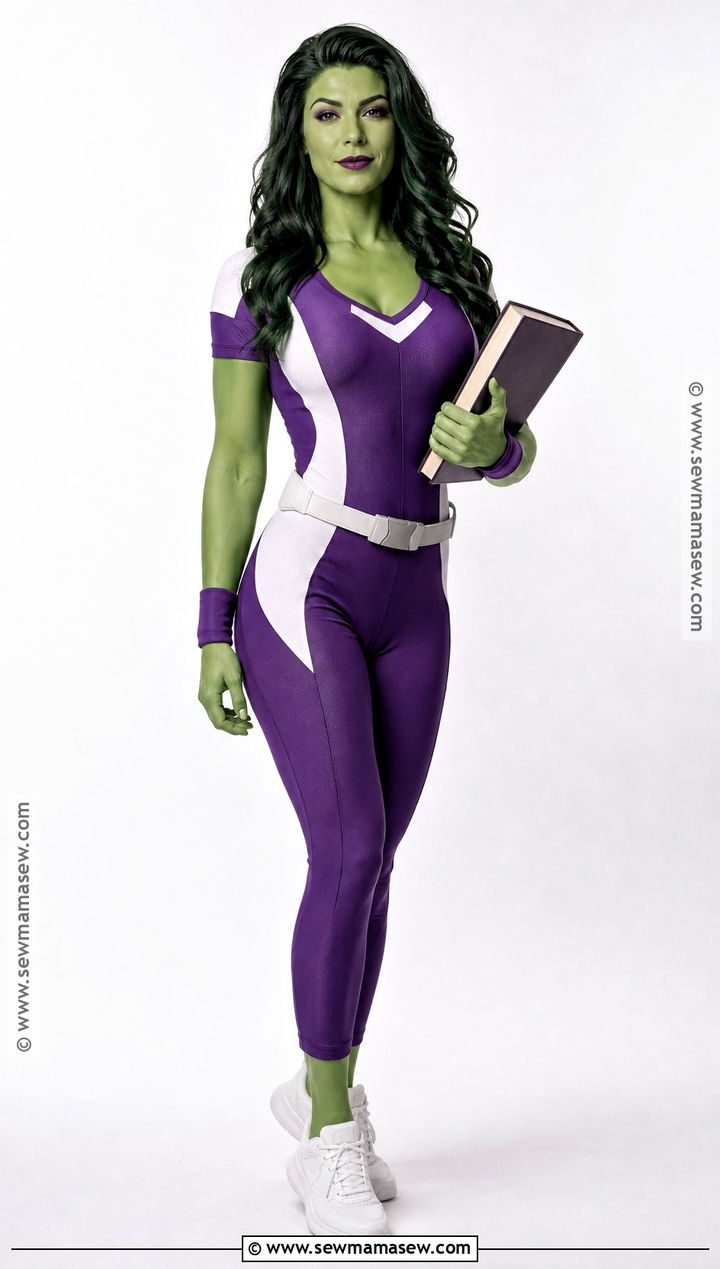 She Hulk Costume With Purple And White Suit - 30 super hero costume ideas
