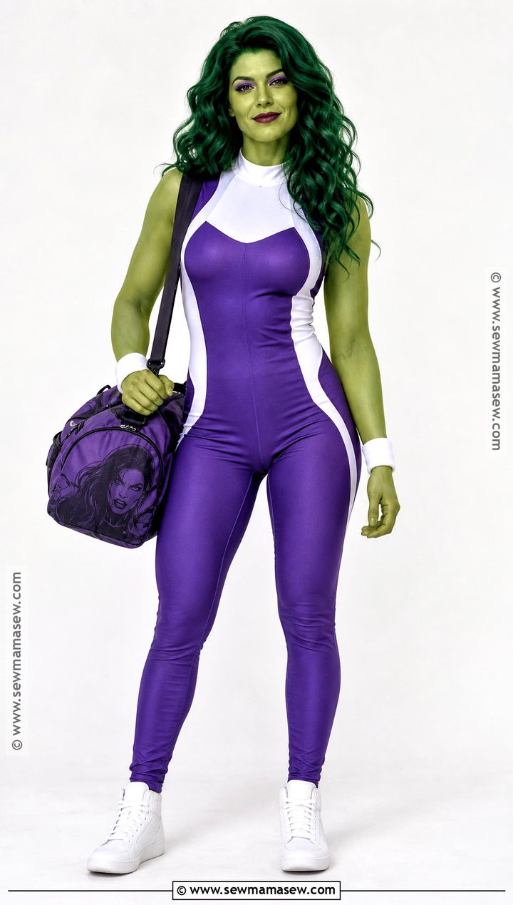 She Hulk Costume With Purple Jumpsuit - 30 Marvel Halloween Costumes for Women